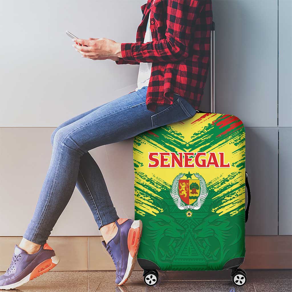 Senegal Rugby Luggage Cover Lion With Coat Of Arms - African Pattern