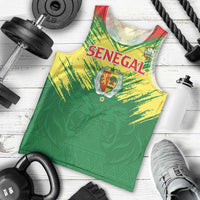 Senegal Rugby Custom Men Tank Top Lion With Coat Of Arms - African Pattern