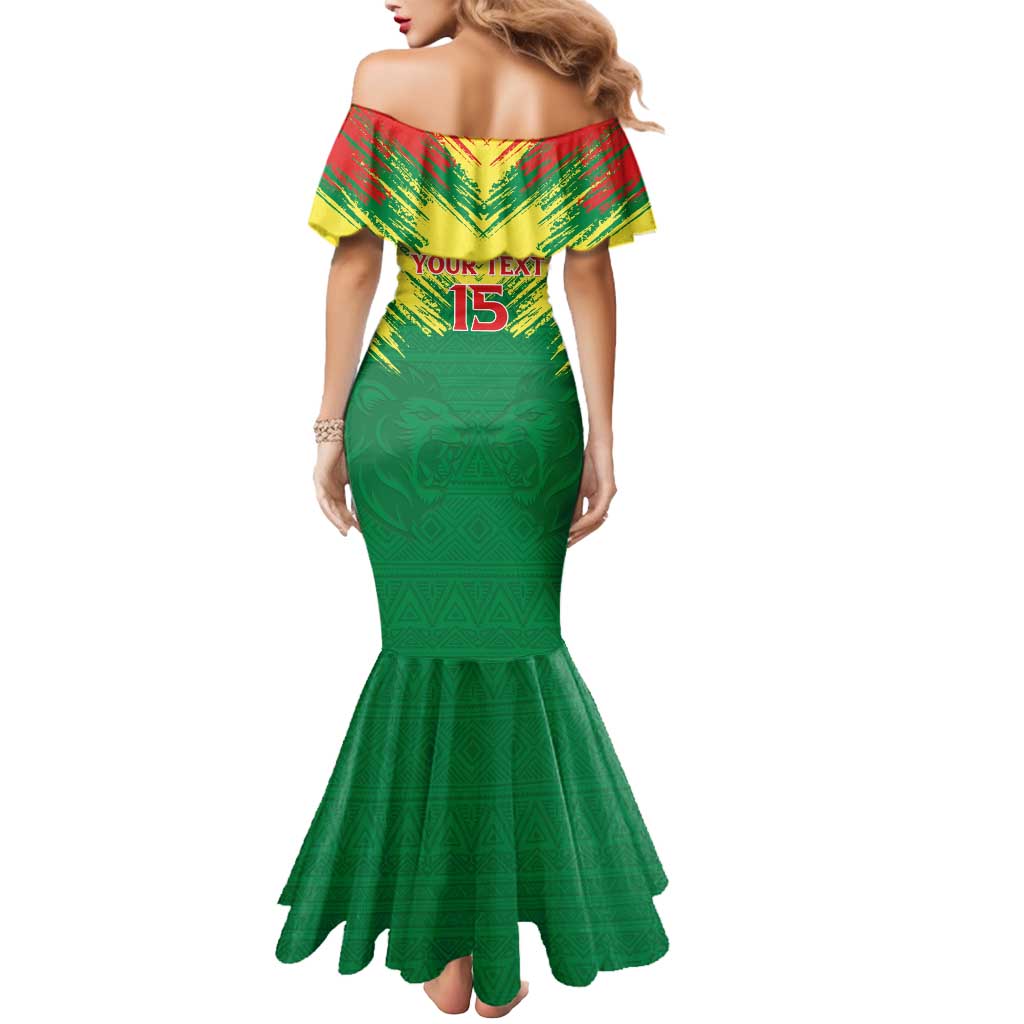 Senegal Rugby Custom Mermaid Dress Lion With Coat Of Arms - African Pattern