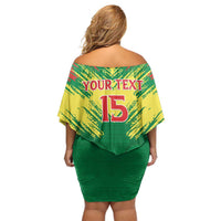 Senegal Rugby Custom Off Shoulder Short Dress Lion With Coat Of Arms - African Pattern