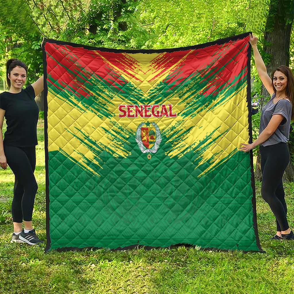 Senegal Rugby Quilt Lion With Coat Of Arms - African Pattern