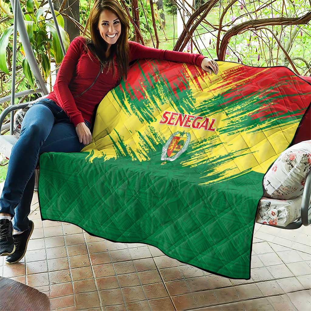 Senegal Rugby Quilt Lion With Coat Of Arms - African Pattern