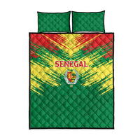 Senegal Rugby Quilt Bed Set Lion With Coat Of Arms - African Pattern