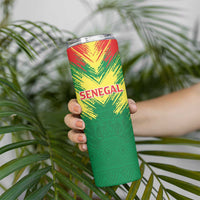 Senegal Rugby Custom Skinny Tumbler Lion With Coat Of Arms - African Pattern