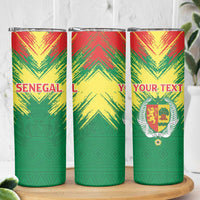 Senegal Rugby Custom Skinny Tumbler Lion With Coat Of Arms - African Pattern