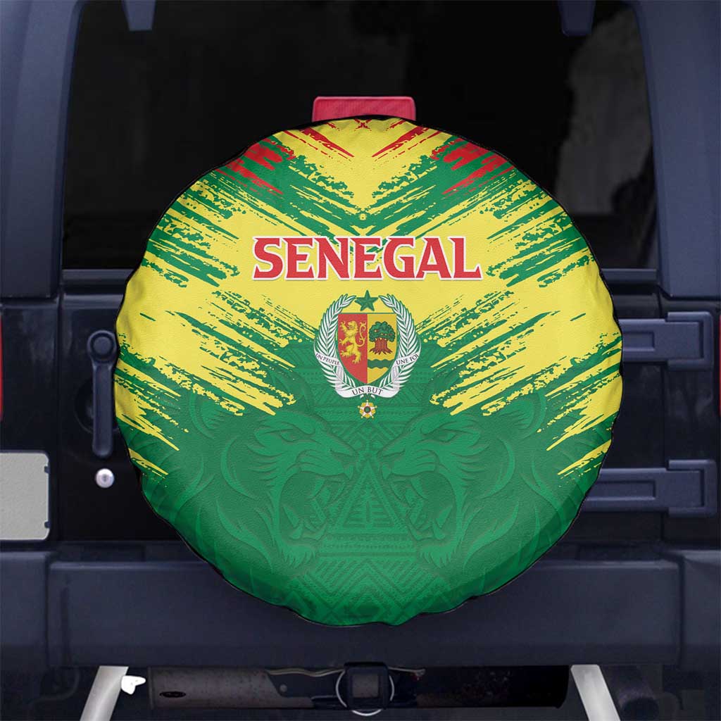 Senegal Rugby Spare Tire Cover Lion With Coat Of Arms - African Pattern