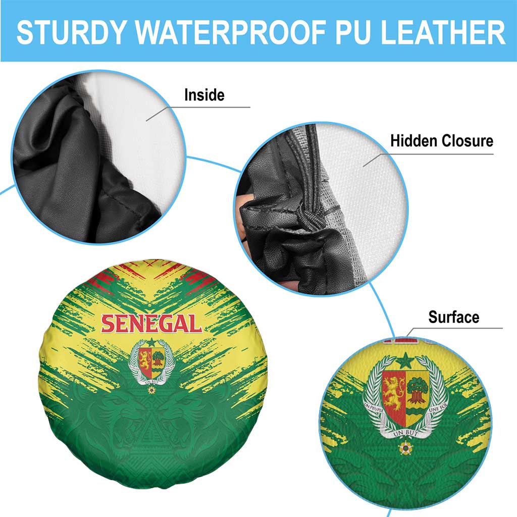 Senegal Rugby Spare Tire Cover Lion With Coat Of Arms - African Pattern