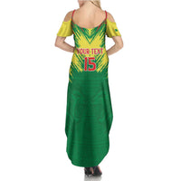 Senegal Rugby Custom Summer Maxi Dress Lion With Coat Of Arms - African Pattern