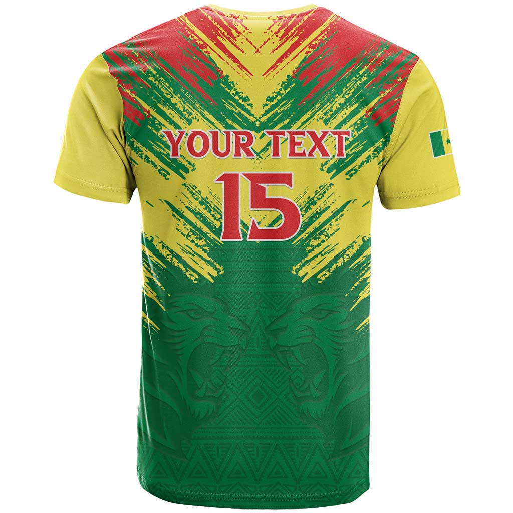 Senegal Rugby Custom T Shirt Lion With Coat Of Arms - African Pattern