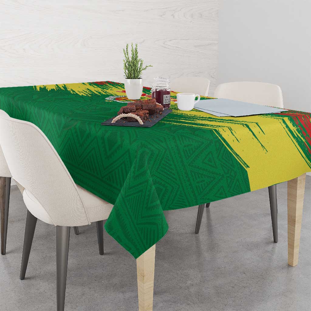 Senegal Rugby Tablecloth Lion With Coat Of Arms - African Pattern