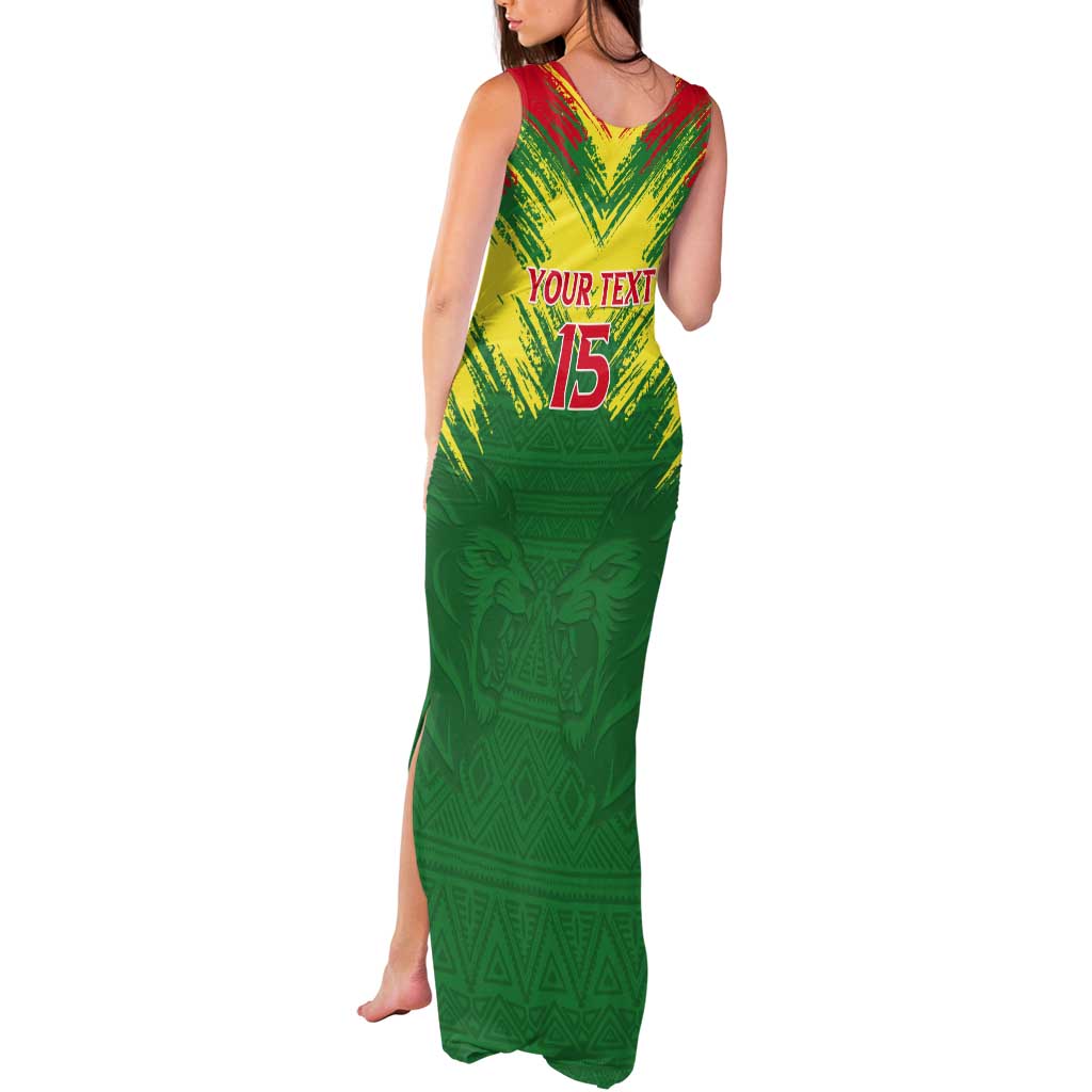 Senegal Rugby Custom Tank Maxi Dress Lion With Coat Of Arms - African Pattern