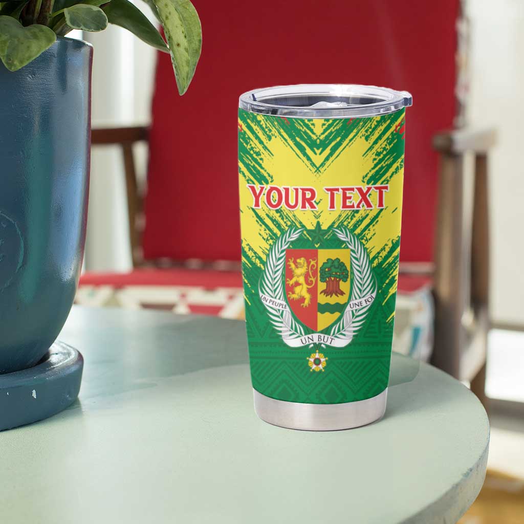 Senegal Rugby Custom Tumbler Cup Lion With Coat Of Arms - African Pattern