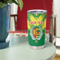 Senegal Rugby Custom Tumbler Cup Lion With Coat Of Arms - African Pattern