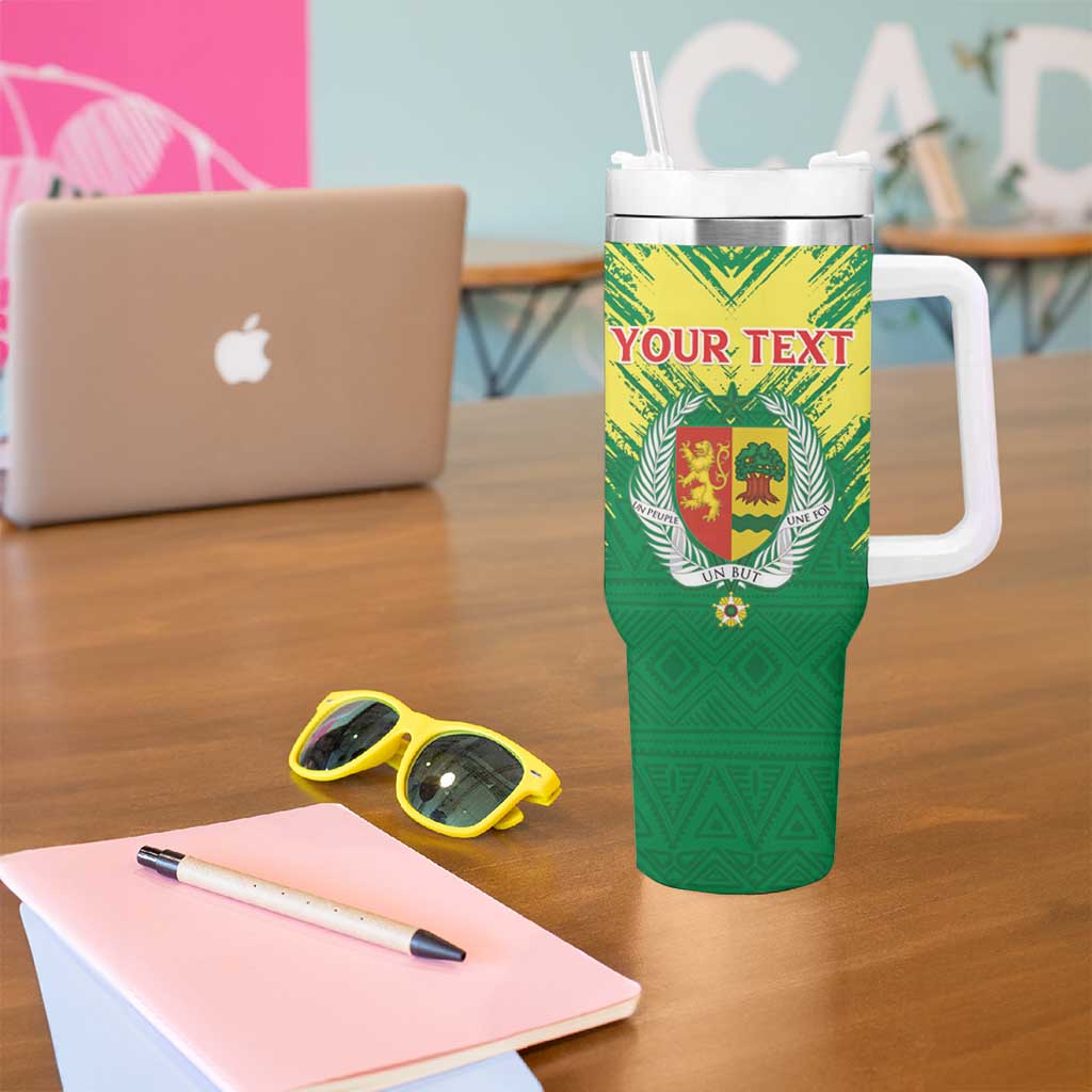 Senegal Rugby Custom Tumbler With Handle Lion With Coat Of Arms - African Pattern