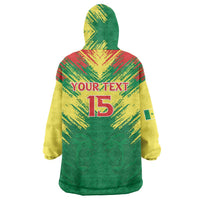 Senegal Rugby Custom Wearable Blanket Hoodie Lion With Coat Of Arms - African Pattern