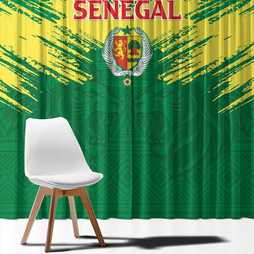 Senegal Rugby Window Curtain Lion With Coat Of Arms - African Pattern