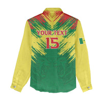 Senegal Rugby Custom Women Casual Shirt Lion With Coat Of Arms - African Pattern