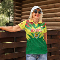 Senegal Rugby Custom Women Polo Shirt Lion With Coat Of Arms - African Pattern
