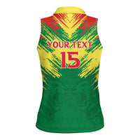 Senegal Rugby Custom Women Sleeveless Polo Shirt Lion With Coat Of Arms - African Pattern