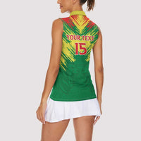 Senegal Rugby Custom Women Sleeveless Polo Shirt Lion With Coat Of Arms - African Pattern