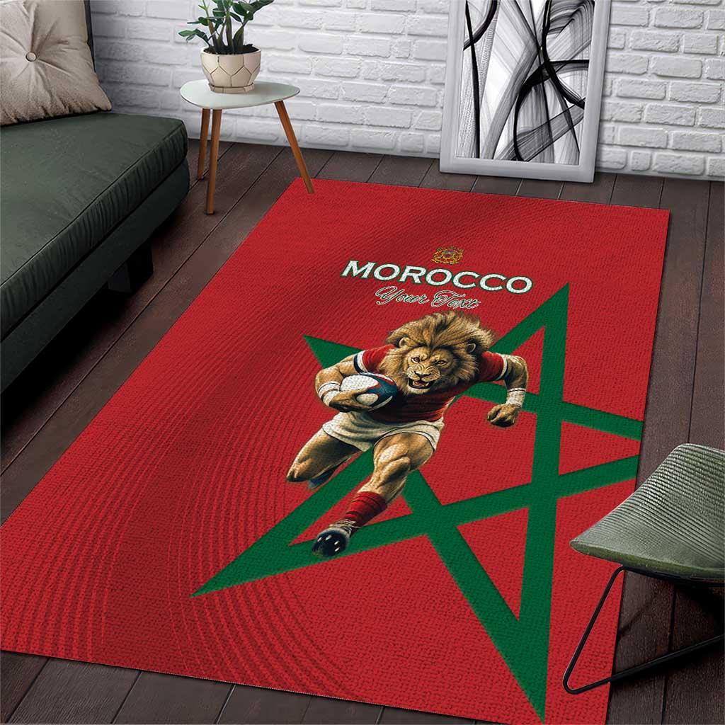 Morocco Rugby Custom Area Rug Lion Mascot Green Star