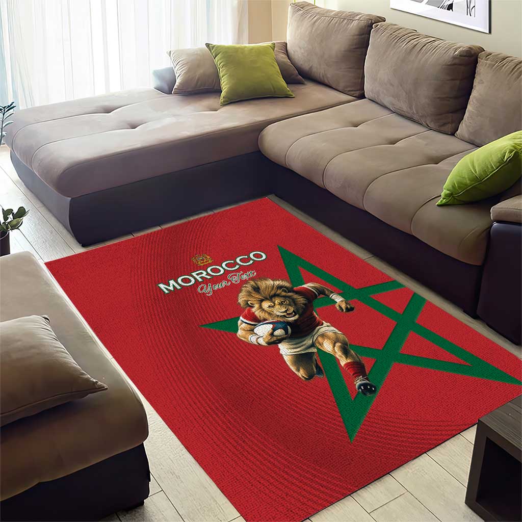 Morocco Rugby Custom Area Rug Lion Mascot Green Star