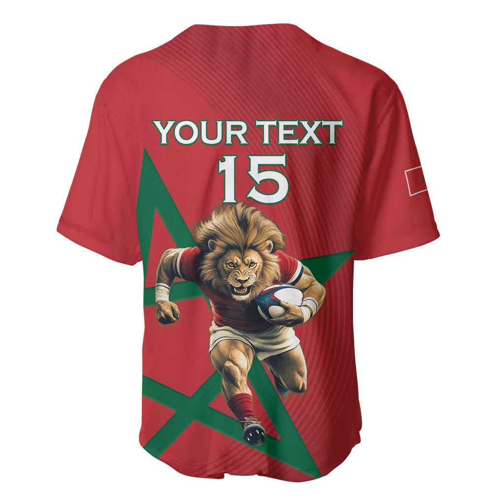 Morocco Rugby Custom Baseball Jersey Lion Mascot Green Star