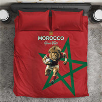 Morocco Rugby Custom Bedding Set Lion Mascot Green Star