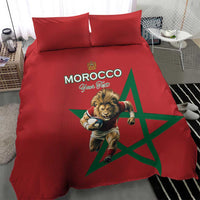 Morocco Rugby Custom Bedding Set Lion Mascot Green Star