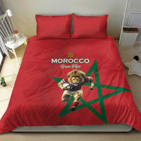 Morocco Rugby Custom Bedding Set Lion Mascot Green Star