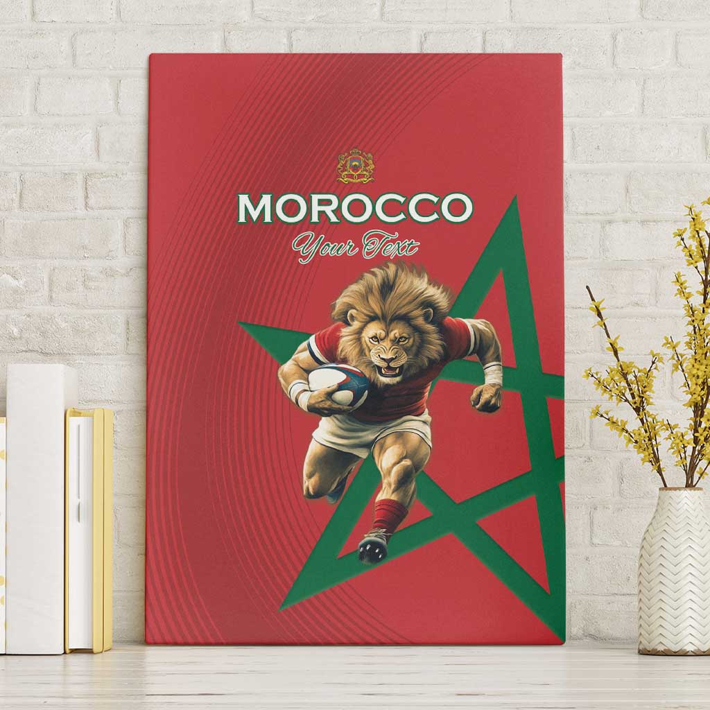 Morocco Rugby Custom Canvas Wall Art Lion Mascot Green Star