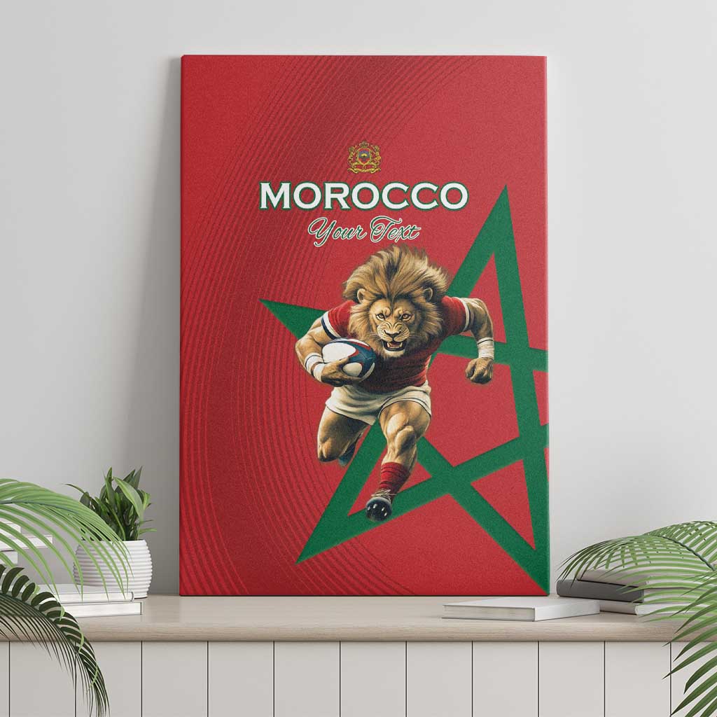 Morocco Rugby Custom Canvas Wall Art Lion Mascot Green Star