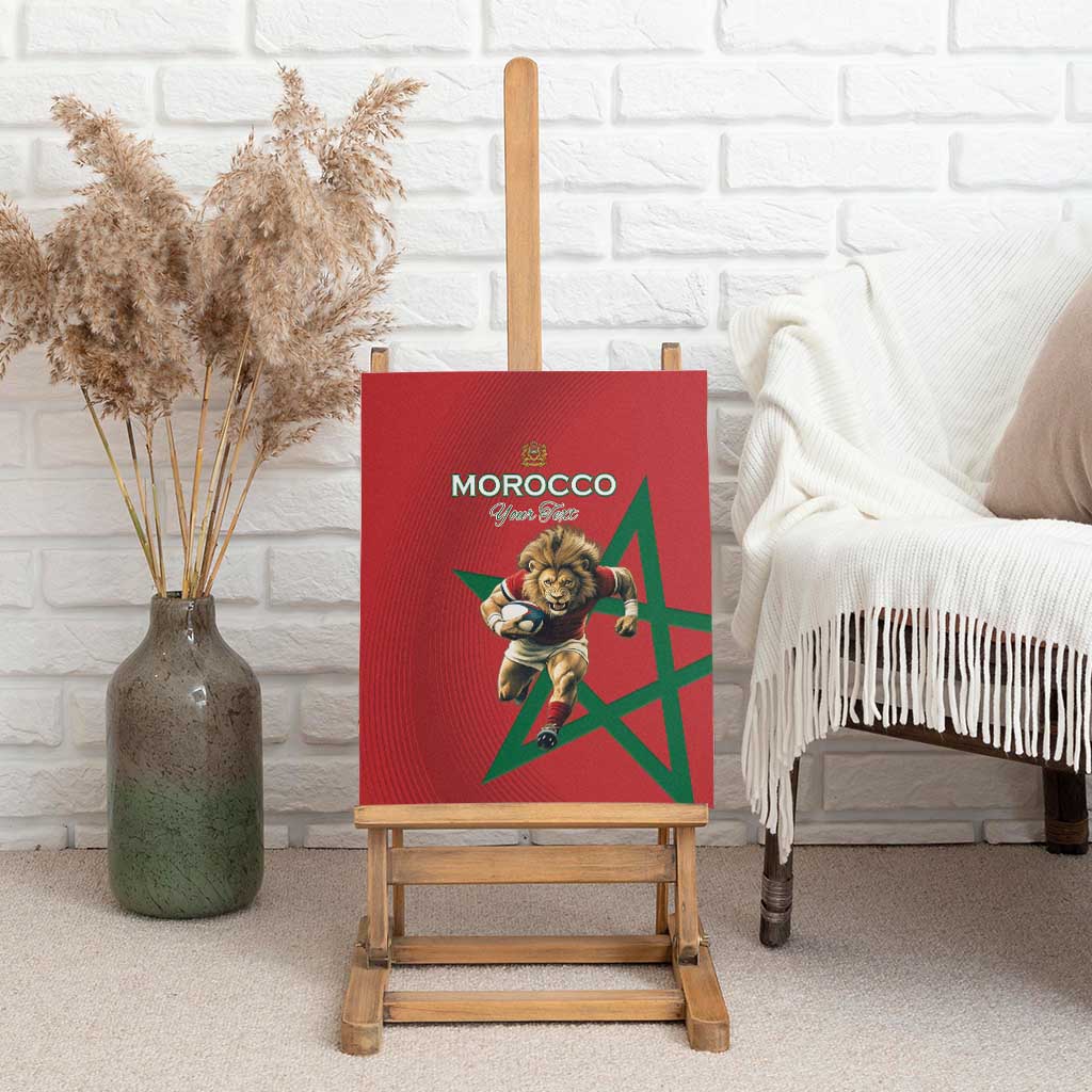 Morocco Rugby Custom Canvas Wall Art Lion Mascot Green Star
