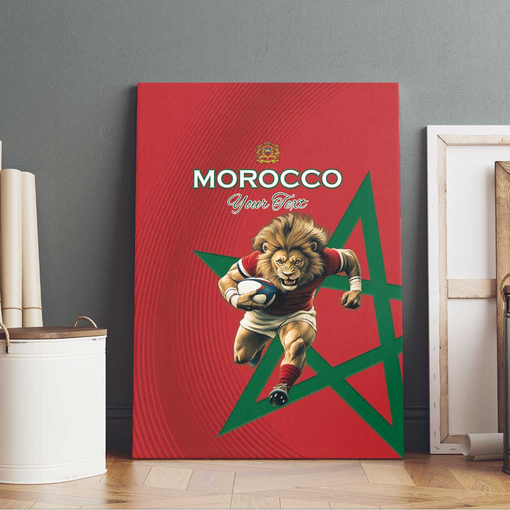 Morocco Rugby Custom Canvas Wall Art Lion Mascot Green Star