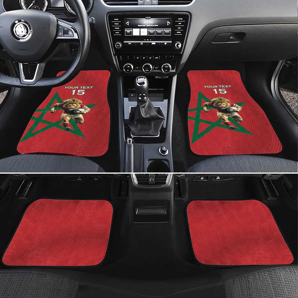 Morocco Rugby Custom Car Mats Lion Mascot Green Star