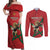 Morocco Rugby Custom Couples Matching Off Shoulder Maxi Dress and Long Sleeve Button Shirt Lion Mascot Green Star