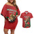 Morocco Rugby Custom Couples Matching Off Shoulder Short Dress and Hawaiian Shirt Lion Mascot Green Star