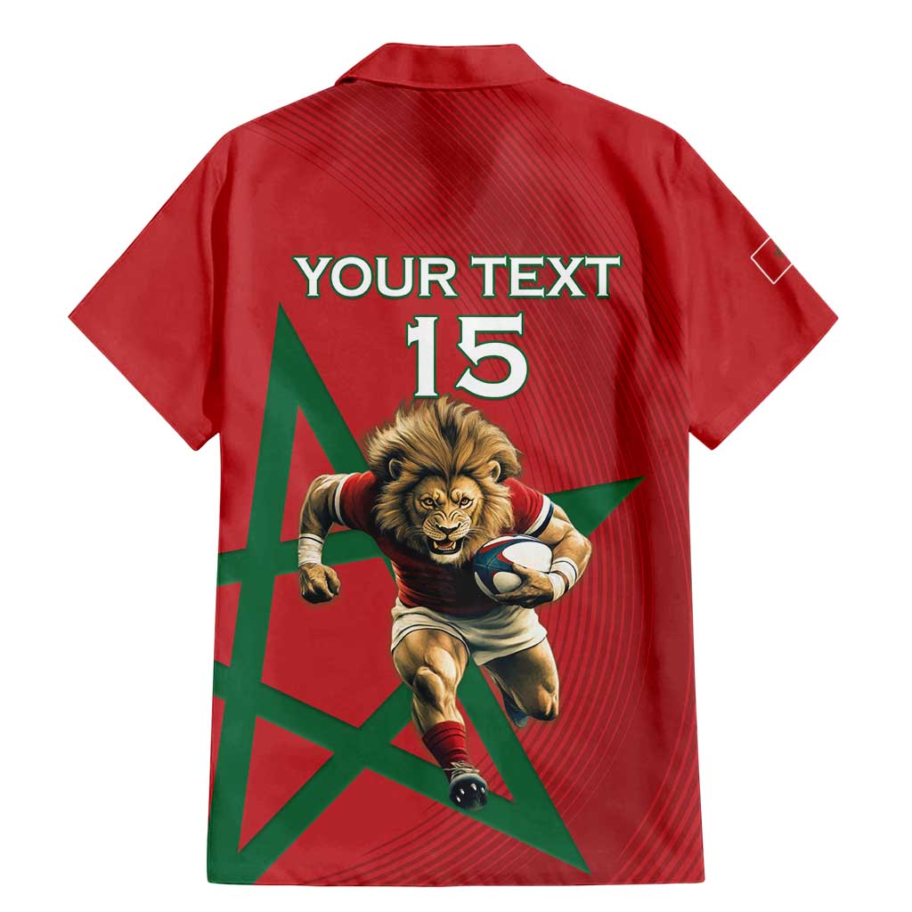 Morocco Rugby Custom Family Matching Mermaid Dress and Hawaiian Shirt Lion Mascot Green Star
