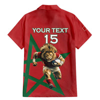 Morocco Rugby Custom Family Matching Mermaid Dress and Hawaiian Shirt Lion Mascot Green Star