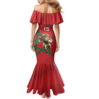 Morocco Rugby Custom Family Matching Mermaid Dress and Hawaiian Shirt Lion Mascot Green Star
