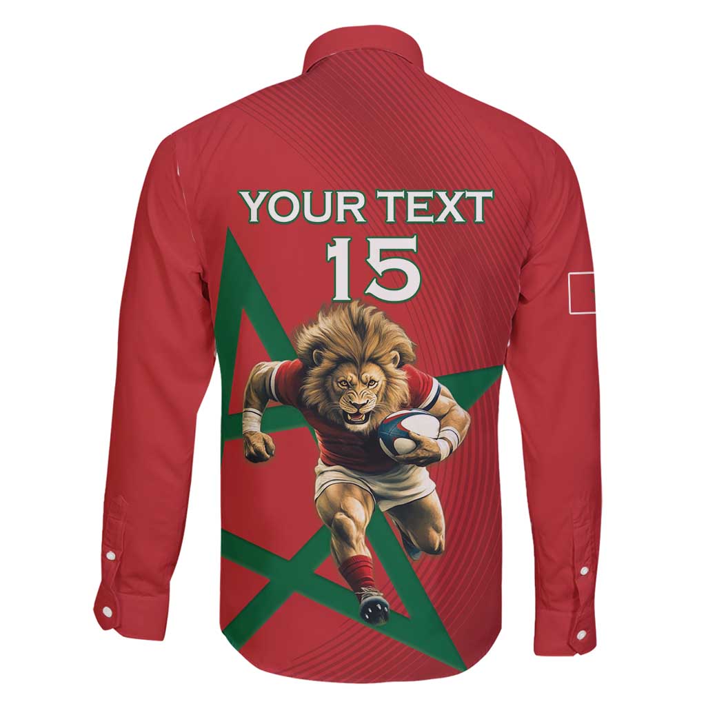 Morocco Rugby Custom Family Matching Puletasi and Hawaiian Shirt Lion Mascot Green Star