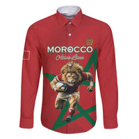 Morocco Rugby Custom Family Matching Tank Maxi Dress and Hawaiian Shirt Lion Mascot Green Star