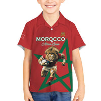 Morocco Rugby Custom Family Matching Tank Maxi Dress and Hawaiian Shirt Lion Mascot Green Star