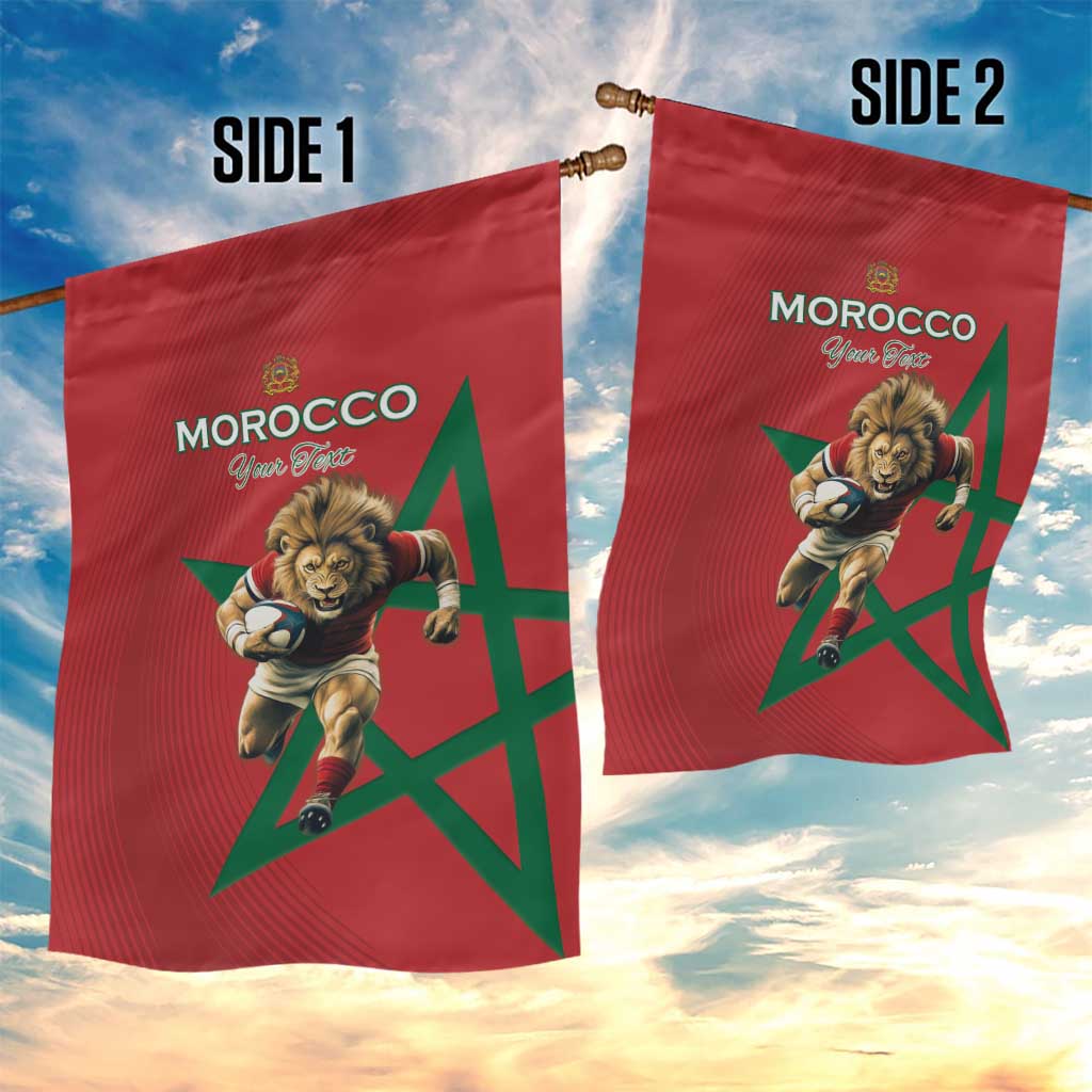 Morocco Rugby Custom Garden Flag Lion Mascot Green Star