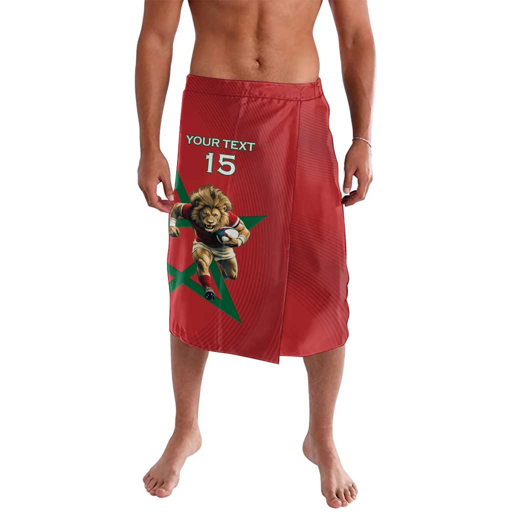 Morocco Rugby Custom Lavalava Lion Mascot Green Star