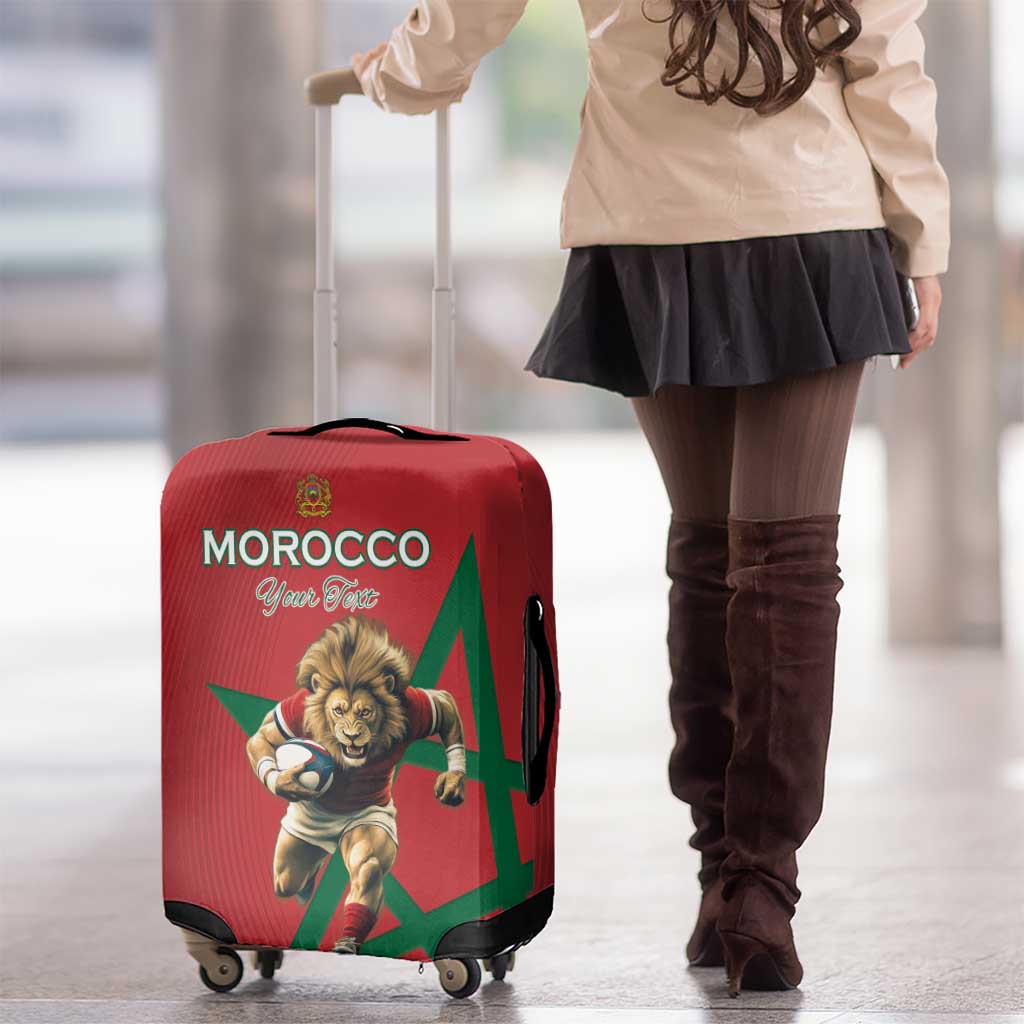 Morocco Rugby Custom Luggage Cover Lion Mascot Green Star