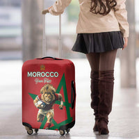 Morocco Rugby Custom Luggage Cover Lion Mascot Green Star