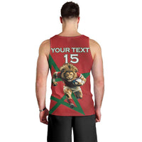 Morocco Rugby Custom Men Tank Top Lion Mascot Green Star