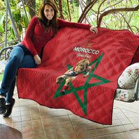 Morocco Rugby Custom Quilt Lion Mascot Green Star