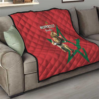 Morocco Rugby Custom Quilt Lion Mascot Green Star